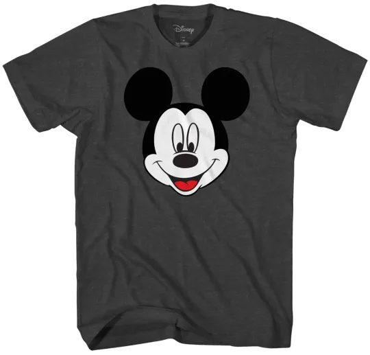 Discover Disney Mickey Mouse Happy Face Men's Charcoal Heather T-Shirt New