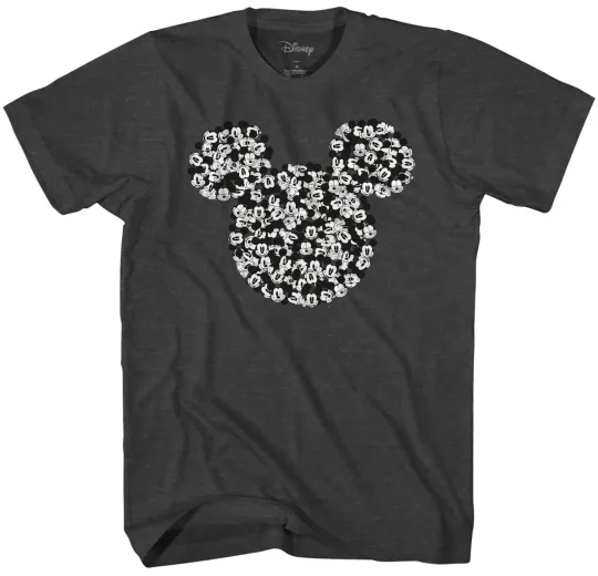 Discover Disney Mickey Mouse Multi-Headed Silhouette Logo Men's T-Shirt