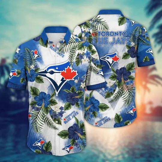 Discover Toronto Baseball Short Sleeve Button Up Garden Partiestime Aloha Hawaiian Shirt