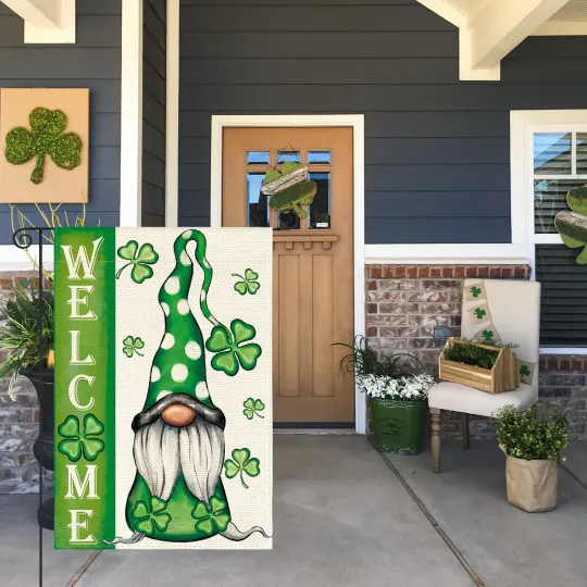 Discover St Patricks Day Decorations Shamrock Gnome Welcome Garden Yard Flag Gift