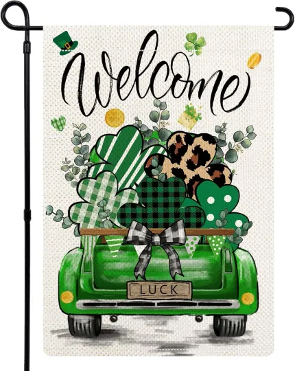 Discover St Patrick'S Day Truck Garden Flags for Outside, Spring Lucky Clovers Welcome