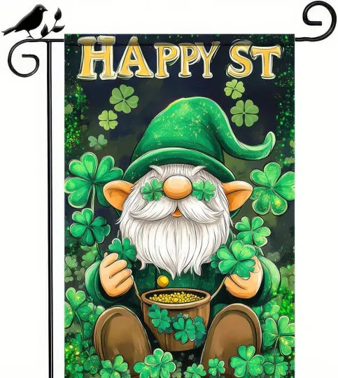 Discover Happy St Patricks Day Garden Flag - Cute Gnome Lucky Lep