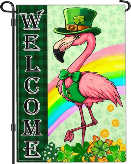 Discover Welcome St Patricks Day Flamingo Garden Flag Shamrock Irish Garden Flag Happy St