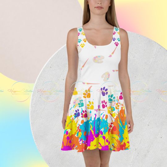 Discover Artful Paws Women's Skater Dress, Dog Paw Print
