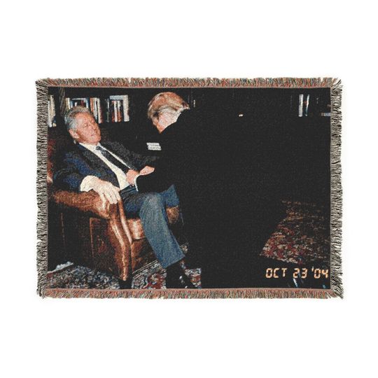 Discover Big Beautiful Blanket Vintage Fireside Conversation Woven Blanket | Cozy Throw, Trump and Bubba Library Scene