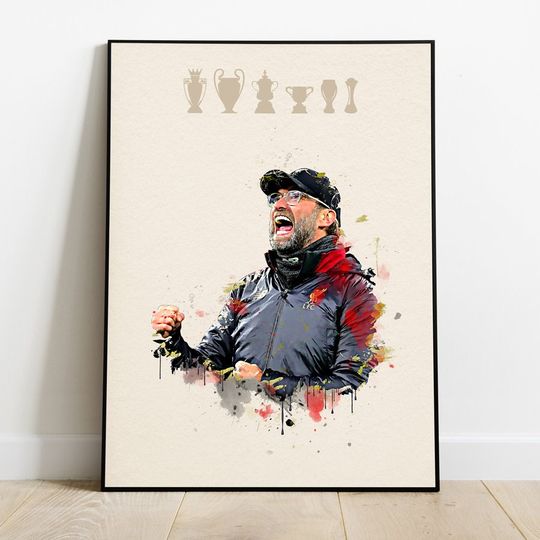 Discover Jurgen Klopp Liverpool Legend Football Wall Art Poster, Soccer Fans Vertical Poster
