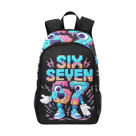 Discover Six Seven Brainrot Kids Backpack | Fun Youth Streetwear | Ice-cream Drip | 6 7 character
