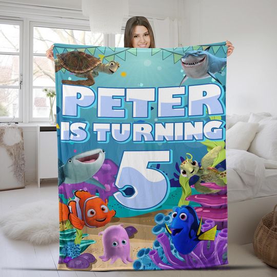 Discover Personalized Disney Finding Nemo Blanket, Custom Pixar Finding Dory, Baby Birthday Gift, Just Keep Swimming