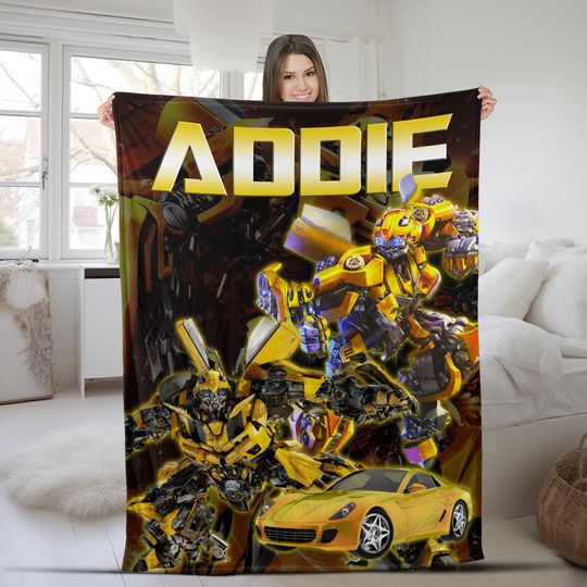 Custom Transformer Blanket with Bumblebee Design for Boys' Bedroom