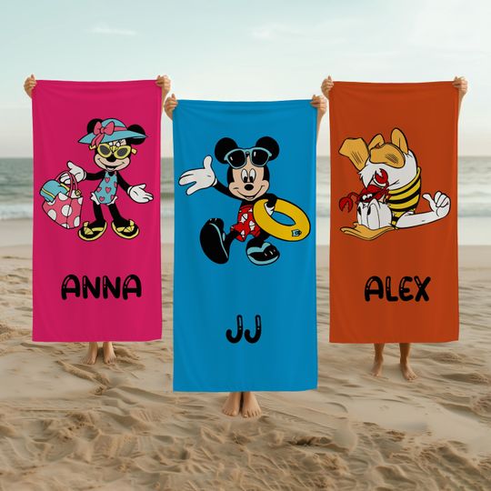 Discover Disney Custom Beach Towels,Custom Name Towels for Families, Kids, Adults, Best Friends, Vacations, Pool Days & Gifts,Name Towel Disney