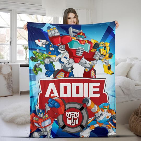 Discover Custom Name Rescue Bots Blanket, Cartoon Characters Blanket,Baby Girl, Baby Boy GIft