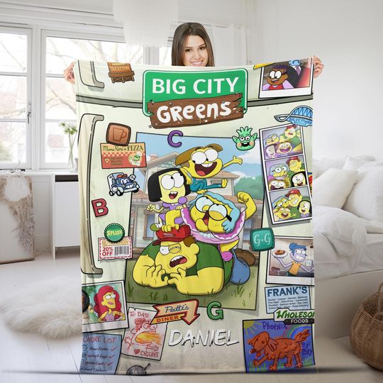 Discover Customized Big City Greens Fleece Blanket, Personalized Flannel Nap Blanket for Kids and Valentines