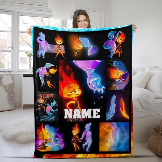 Discover Disney Elemental Blanket, Fire And Water Ember And Wade Blanket, Elemental Baby Blanket, Birthday Christmas Gifts