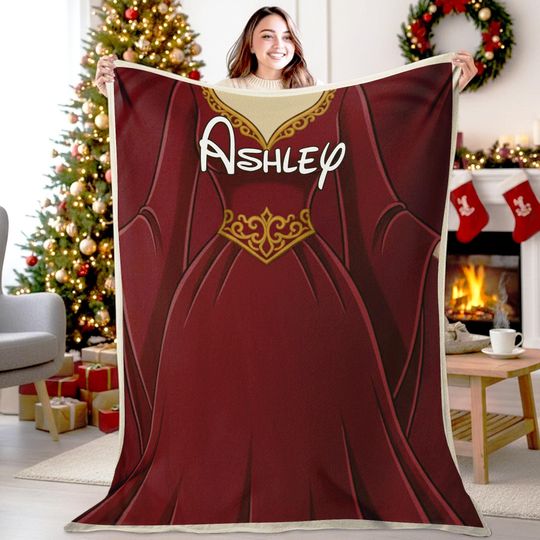 Personalized Female Villains Dress Blanket, Maleficent Ursula Queen of Hearts Blanket, Birthday Gift, WDW Disneyland