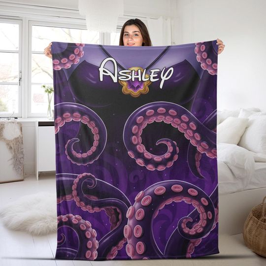Personalized Female Villains Dress Blanket, Maleficent Ursula Queen of Hearts Blanket, Birthday Gift, WDW Disneyland