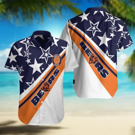 Discover Chicago Football Star Stripes Hawaiian, Gift For Fans, Gift For Friends