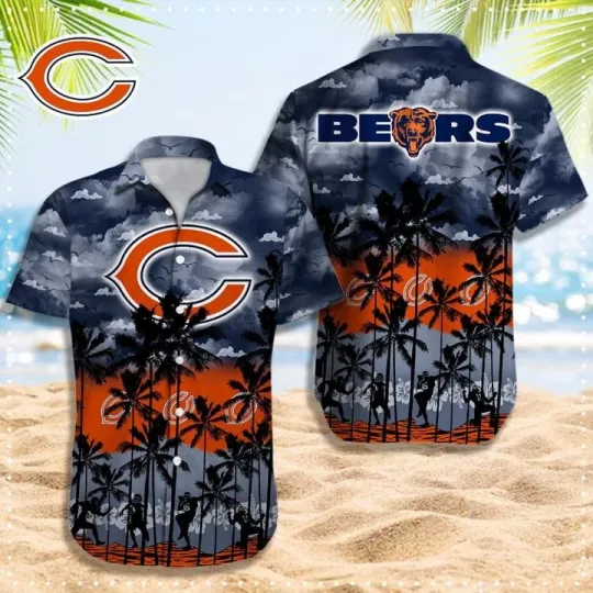 Discover Chicago Football Sunset Palms Hawaiian, Gift For Fans, Gift For Friends