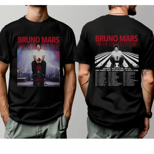 Discover Bruno Mars Tour 2026 Shirt Retro Bootleg Graphic Music Fan Tee Unisex Size S-5XL