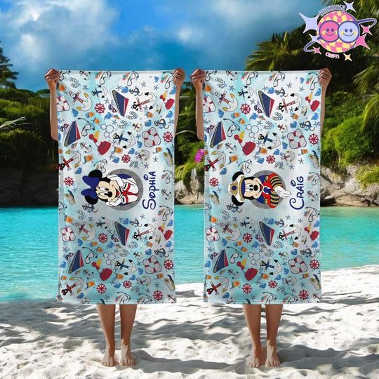 Custom Disney Cruise Line Beach Towel, Mickey Cruise Pool Towel, Personalized Family Vacation Towel, Matching Cruise Gift