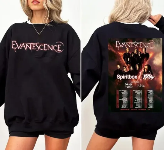 Discover Evanescence North America Tour 2026 Double Sided Sweatshirt