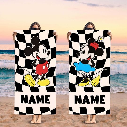 Custom Mickey And Friends 1982 Beach Towel, Custom Summer  Beach Towel, Disney, Kids towel, Summer Gift, Disneyland Trip