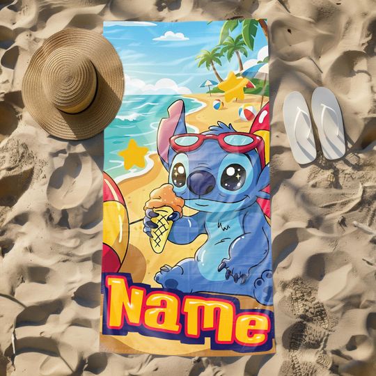 Discover Custom Disney Stitch Beach Towel, Lilo n Stitch Disneyland Towel, Stitch Birthday Beach Towel, Stitch Towel Gifts For Kid