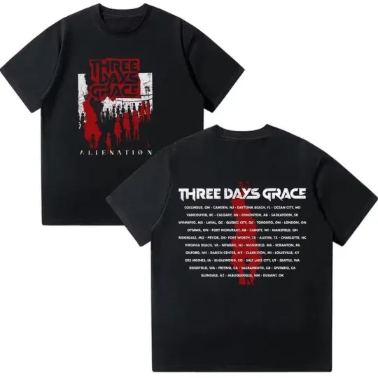 Discover Three Days Grace Alienation Tour 2026 Vintage T-Shirt – Retro Fashion Tee
