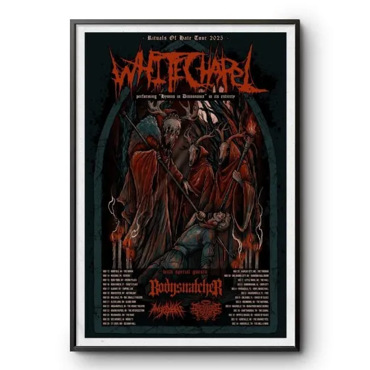 Discover Whitechapel Rituals of Hate Tour 2025 Concert Poster Metal Art Print