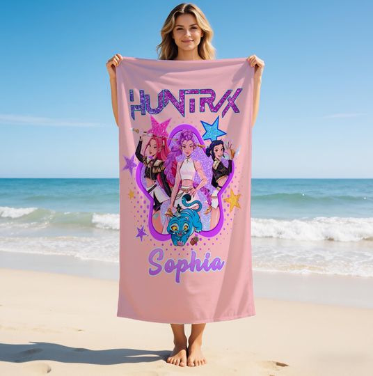 Discover Personalized Huntrix Kpop Girl Towel,Anime Illustration Art,Summer Holiday Gift,Poolside Beach Towel,Ideal Gift for Beach Lovers Who Kpop