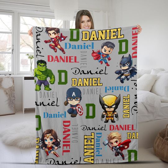 Discover Personalized Super Hero Blanket - Hero Baby Blanket - Superhero Personalized Blanket- Personalized Name Blanket - Baby Name Blanket AXHO06