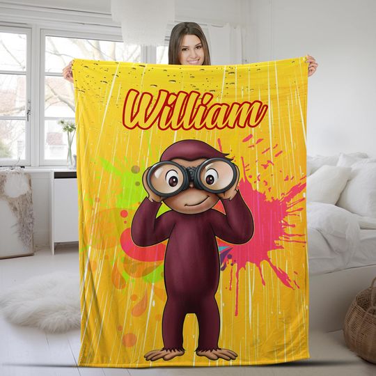 Discover Personalized Curious George Blanket Curious George Fleece Blanket | Curious George Birthday Gifts | Throw Blanket Couch Sofa KCP405
