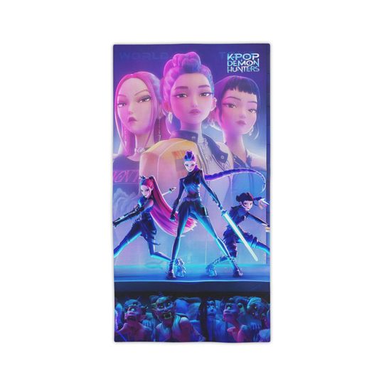 K-Pop Demon Hunters Beach Towel - Huntrix Fan Merchandise, K-Pop Inspired Towel, K-Pop Demon Hunters Fan Gift, Huntrix Beach Accessory,