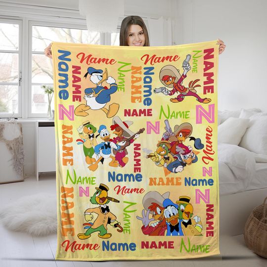 Personalized Disney The Three Caballeros Blanket, Margarita Donald Duck Panchito Pistoles Birthday Boy, WDW Epcot Gift