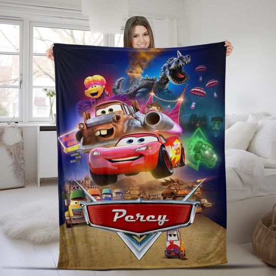 Discover Personalized Name Blanket Lighting McQueen 95, Custom Name Disney Cars Blanket, Cars Characters, Boy Baby Blanket Cars Birthday Gift KCUX17