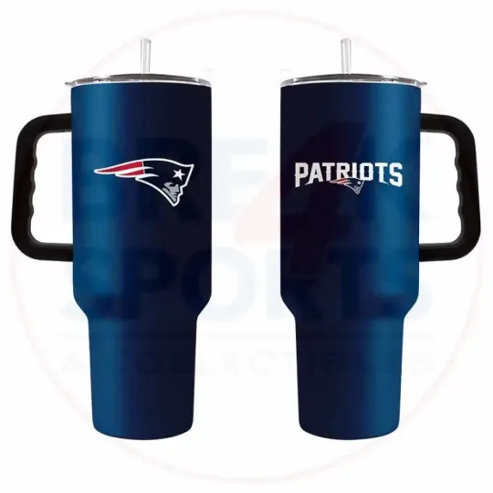 New England Patriots 40oz Powder Coat Travel Tumbler with Handle