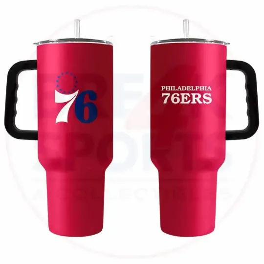 Philadelphia 76ers 40oz Powder Coated Travel Tumbler with Handle
