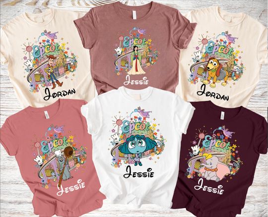 Discover Custom Disney All Character Epcot 2026 Shirt, Disney Epcot Matching Shirt, Disney Family Matching Shirt, Disney Epcot Name Shirt