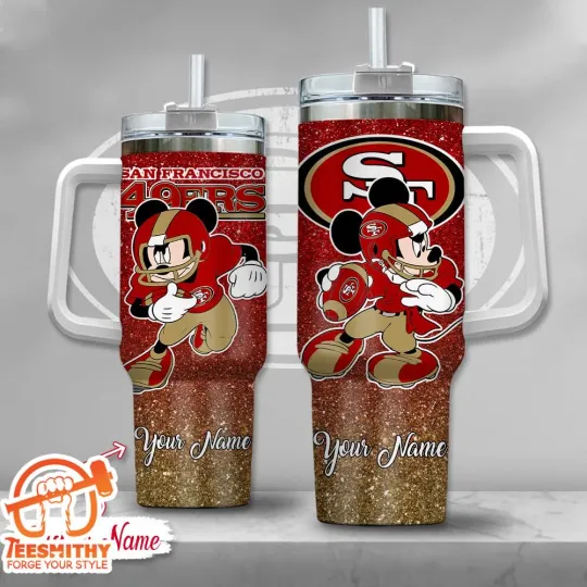 Discover SanFrancisco 49ers Mickey Mouse Glitter 40oz Tumbler with Handle