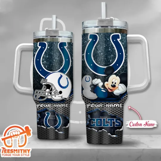 Discover 40 oz Custom Football Tumbler with Handle Indianapolis Colts Mickey Mouse