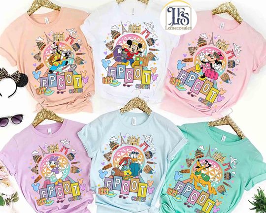 Discover Customize Epcot Center Mickey & Friends Traveler Shirt, WDW Family Vacation 2026, Travel Around The World Disney Epcot Shirt, Girl Trip Tee