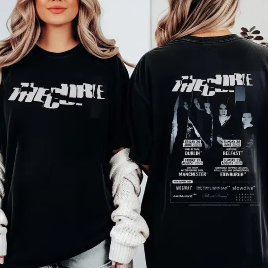 Discover The Cure 2026 UK And Ireland Summer Shows Tour Schedule Dates Two Sided T-Shirt