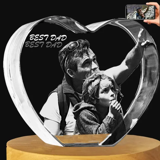 Discover Valentines Gifts Personalized 2D/ 3D Laser Photo Crystal Heart Engraved Custom