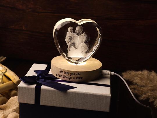 Personalized 3D Crystal Photo Portrait - Heart Anniversary Gift