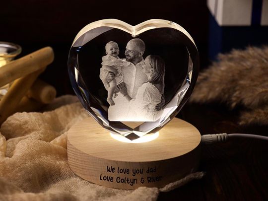 Discover Personalized Heart Crystal Photo Portrait,Custom Portrait in Crystal Light,Custom 3D Crystal Photo,Creative Anniversary gift,Christmas Gift