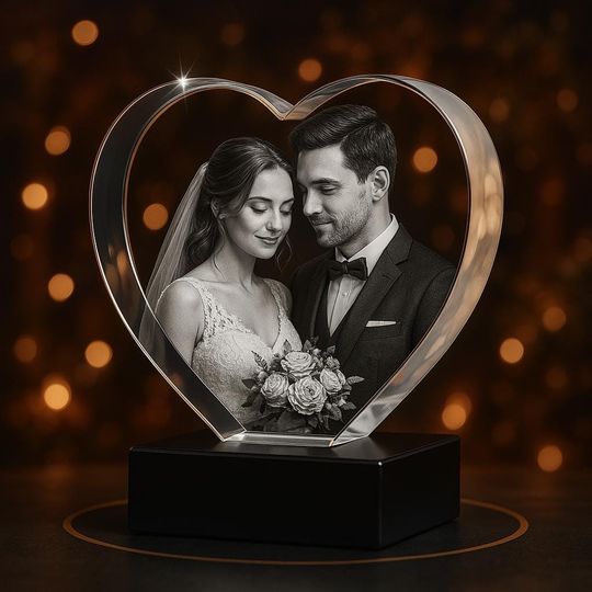 Discover Heart Shaped Crystal Photo Gifts with LED Light  Ultra Clear HD Laser Engraved Keepsake Gift for Anniversary - Valentines Day Gift
