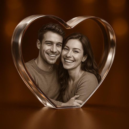 Discover Personalized 3D Crystal Heart Photo with LED Light  Ultra Clear HD Laser Engraved Keepsake Gift for Anniversary & Valentines Day