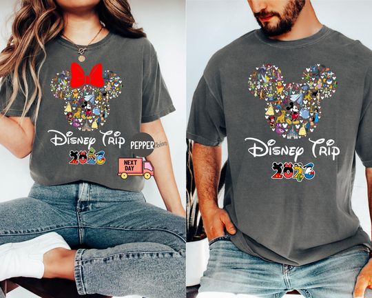 Discover Disney Family Trip 2026, Disney Family Vacation 2026, Disney Matching Shirts, Disney Mickey Minnie All Characters Shirt
