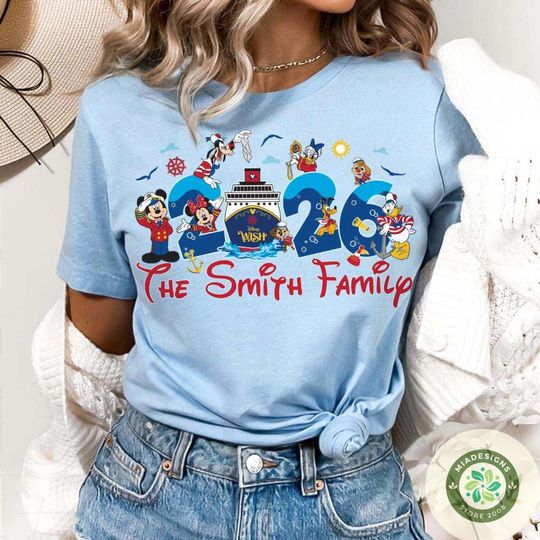 Discover Personalized Mickey & friends Disney Cruise Line 2026 shirt, Family Cruise matching shirt, Disney Wish Dream Treasure Magic Wonder shirt