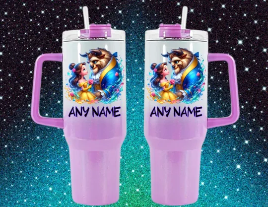 Discover Personalized Disney Beauty & the Beast Shimmer Tumbler 40 oz with Handle