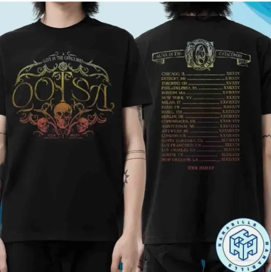 Discover Queens Of The Stone Age Alive In The Catacombs Skull Tour 2026 T-Shirt
